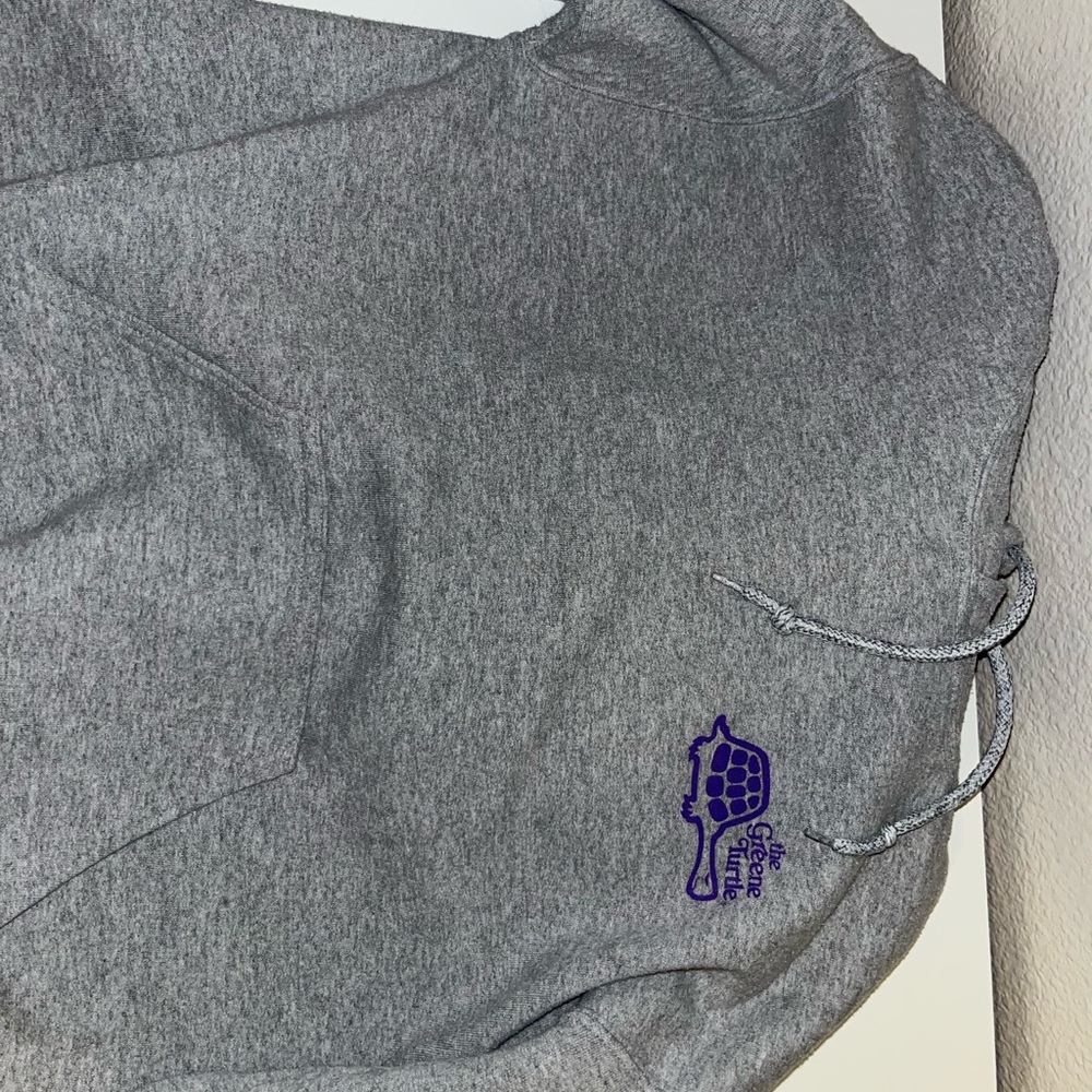 gray green turtle hoodie